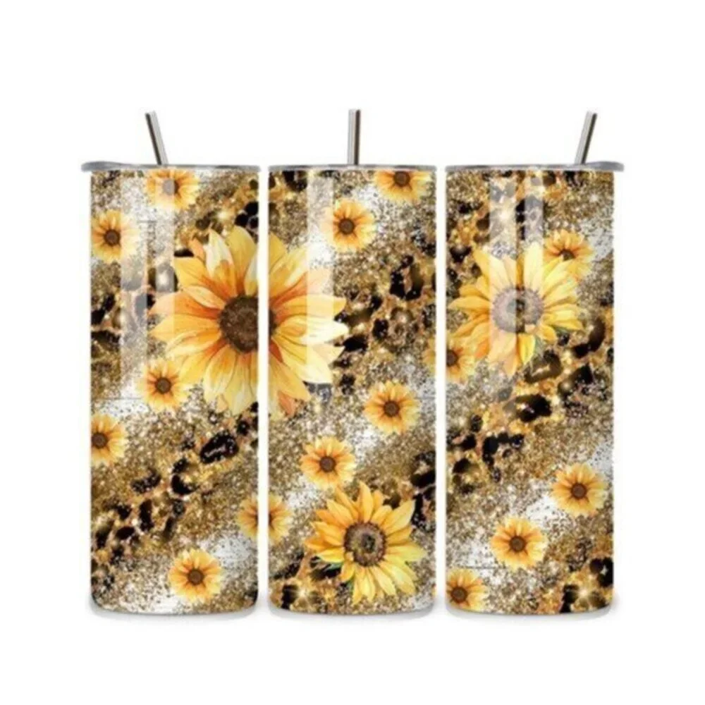 Sunflower Leopard 20oz Stainless Steel Tumbler